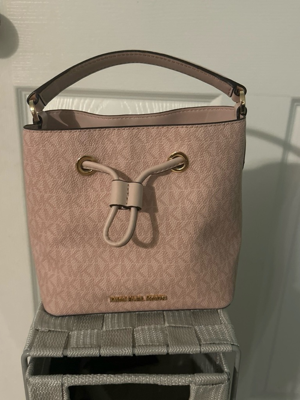 Michael Kors Blush Pink Drawstring Mini Bucket Bag
